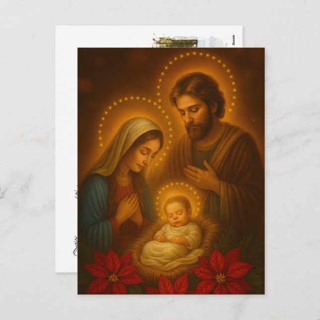Merry Christmas Baby Jesus Nativity Scene Photo Holiday Postcard (Front/Back)