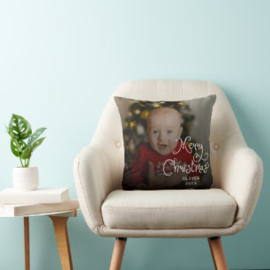 Merry Christmas Baby Photo Cushion