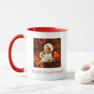 Merry Christmas Baby Photo Santa Hat Festive Mug