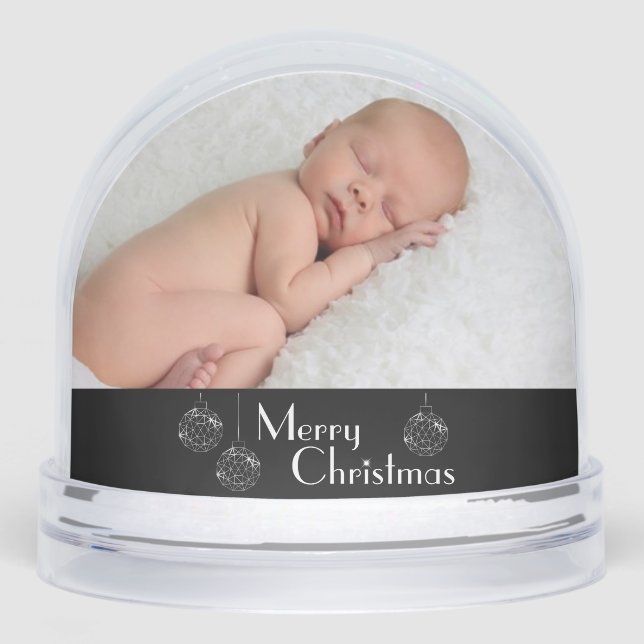 Merry Christmas Baby with ornaments Double Photo  Snowglobe (Front)