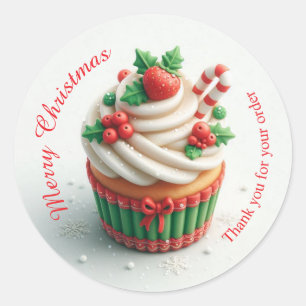 Merry Christmas Bakery Cupcake Thank you Sticker