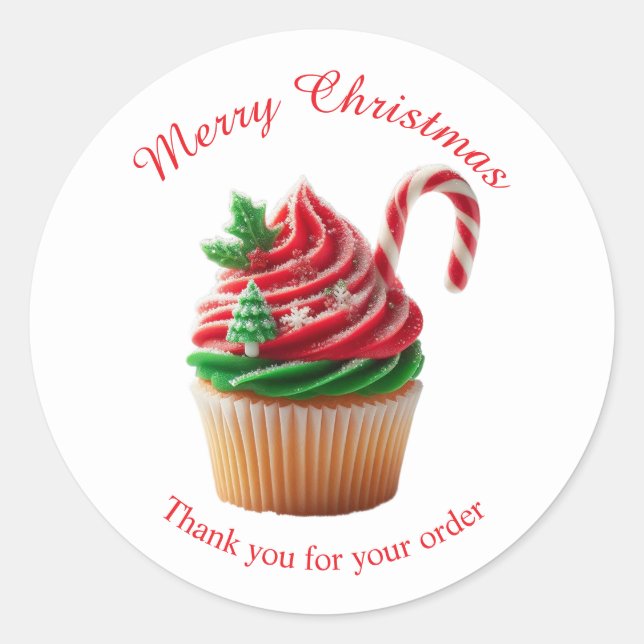 Merry Christmas Bakery Cupcake Thank you Sticker (Front)