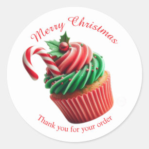 Merry Christmas Bakery Cupcake Thank you Sticker