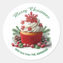 Merry Christmas Bakery Cupcake With love Sticker