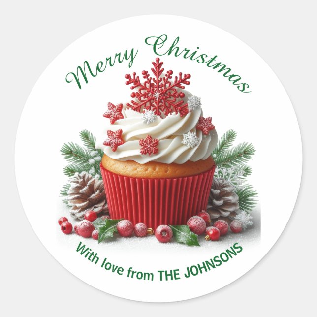 Merry Christmas Bakery Cupcake With love Sticker (Front)