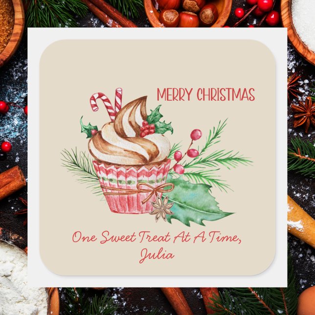 Merry Christmas Baking Label Square Sticker (Creator Uploaded)