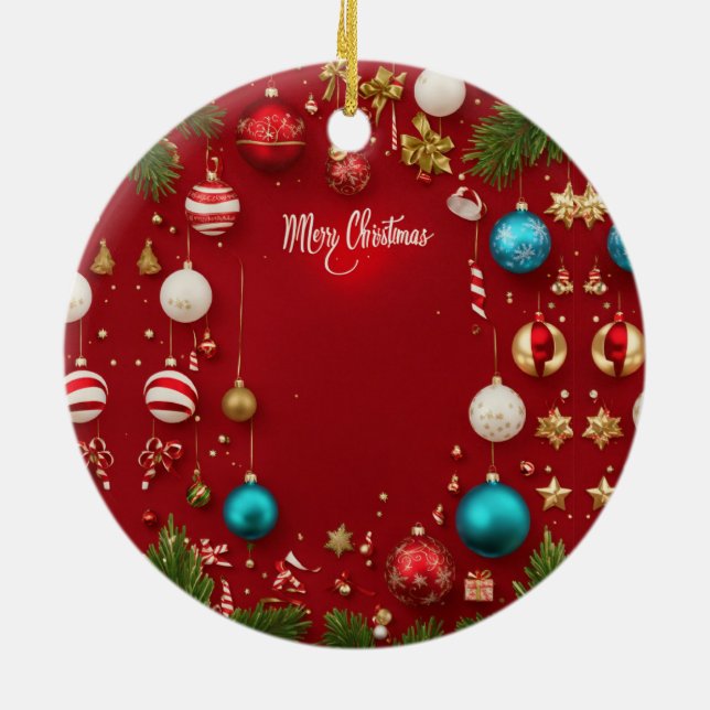 Merry Christmas Ball Ceramic Ornament (Back)