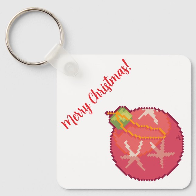 Merry Christmas Ball, Pixelart, Pixel Art  Key Ring (Front)