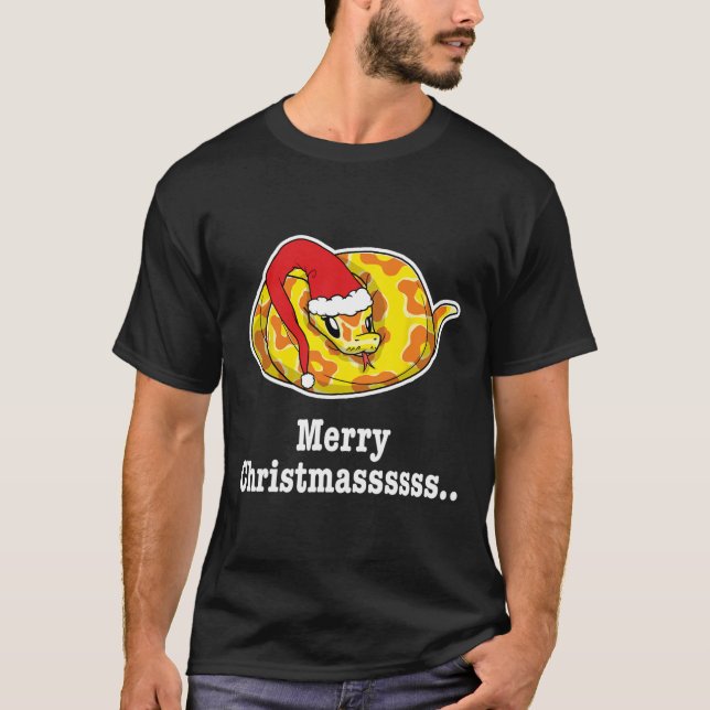 Merry Christmas Ball Python Tee Snake Lover  (Front)