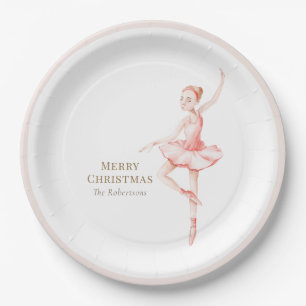 Merry Christmas Ballerina Paper Plate