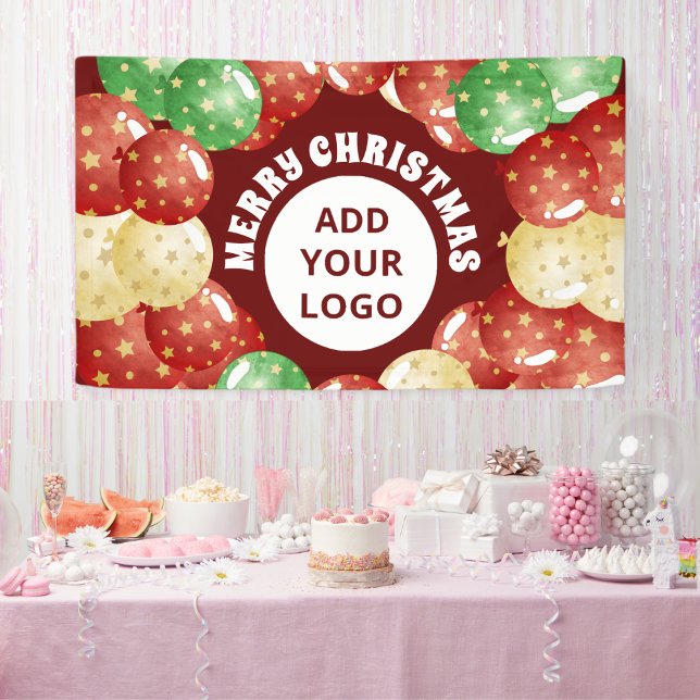 Merry Christmas Balloons Custom Company Party Red Banner (Creator Uploaded)