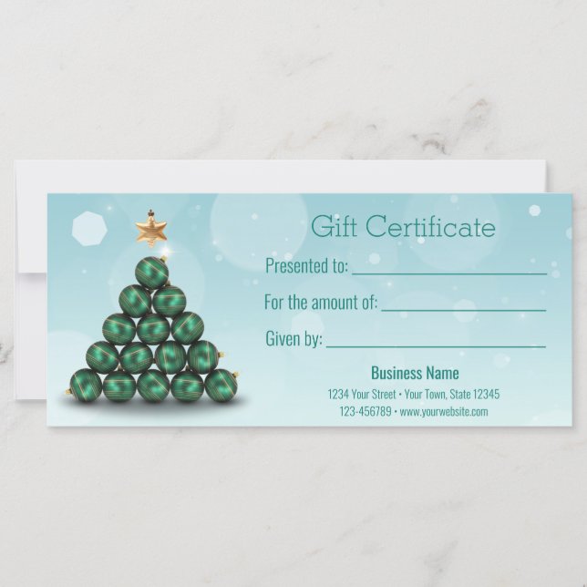 Merry Christmas Balls Tree Mint Pastel Gift Card (Front)