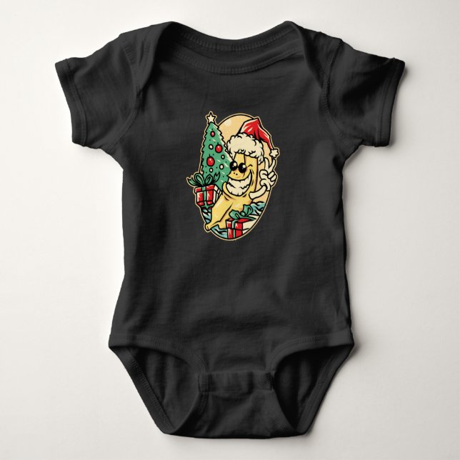 Merry Christmas Banana Baby Bodysuit (Front)
