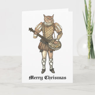 Merry Christmas Banjo Cat Holiday Card