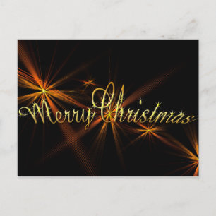 Merry Christmas Banner on Black - Holiday Postcard