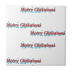 Merry Christmas banner with snowflakes and red tex Ceramic Tile