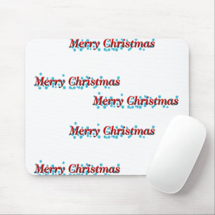 Merry Christmas banner with snowflakes and red tex Mouse Pad