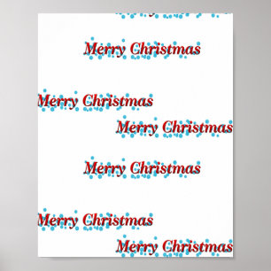 Merry Christmas banner with snowflakes and red tex Poster