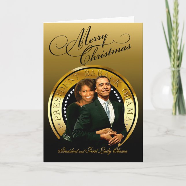 Merry Christmas Barack and Michelle Obama Holiday Card (Front)