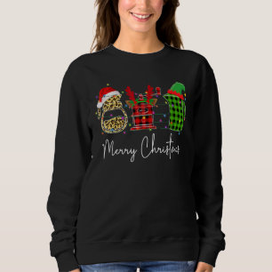 Merry Christmas Barista Santa Leopard Plaid Reinde Sweatshirt