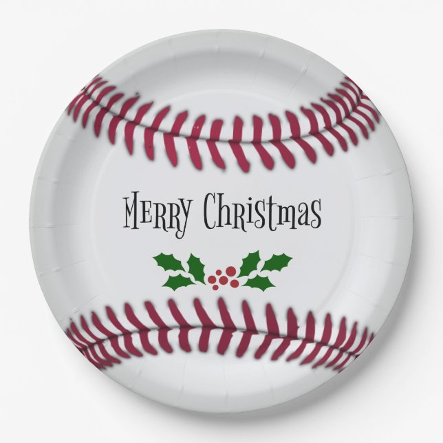 Merry Christmas, Baseball-Theme, Paper Plate (Front)