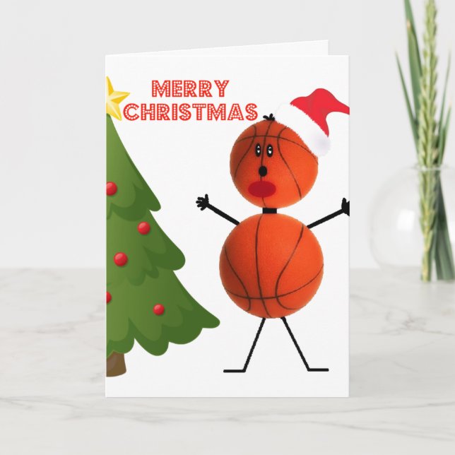 Merry Christmas Basketball Holiday Card (Front)
