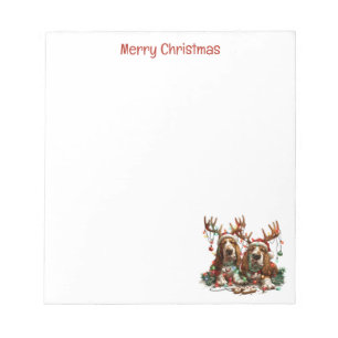 Merry Christmas Basset Hound Dogs Notepad