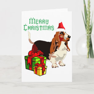Merry Christmas Basset Hound Greeting Card