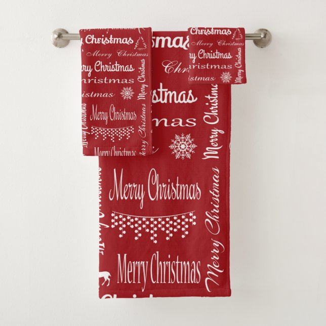 Merry Christmas Bath Towel Set (Insitu)