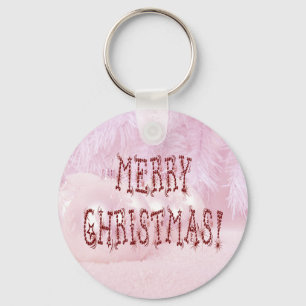 Merry Christmas Bauble and Stars Font Key Ring