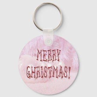 Merry Christmas Bauble and Stars Font Key Ring