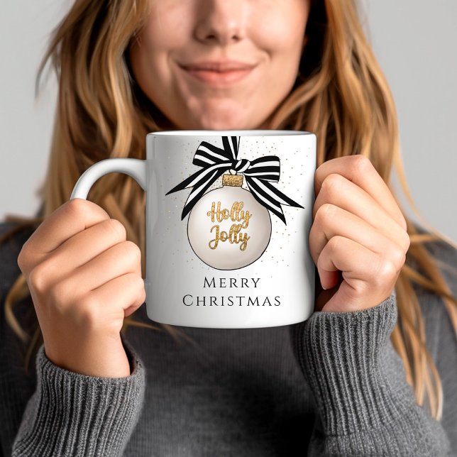 Merry Christmas Bauble Black And White Coffee Mug (Merry Christmas Bauble Black And White Coffee Mug)