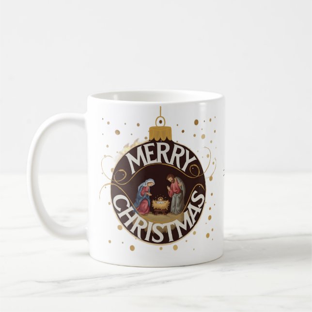 Merry Christmas Bauble Mug – Holiday Gift (Left)