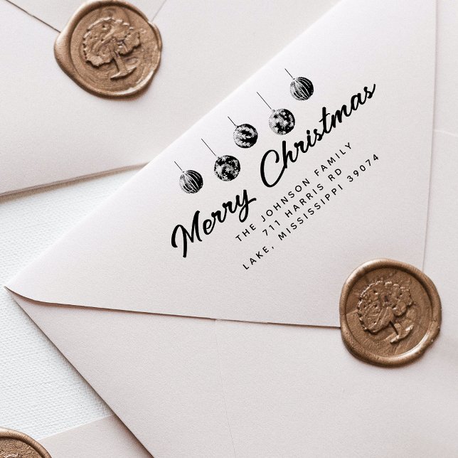 Merry Christmas Bauble Name Address Self-inking Stamp (Creator Uploaded)