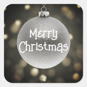 Merry Christmas Bauble Square Sticker