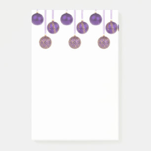 Merry Christmas Baubles Purple Gold Ornaments Post-it Notes