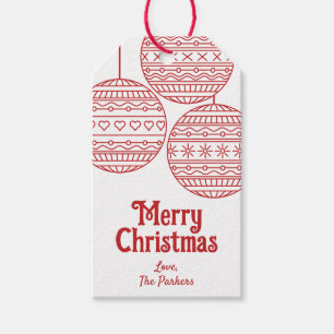 Merry Christmas baubles with red Xmas balls Gift Tags