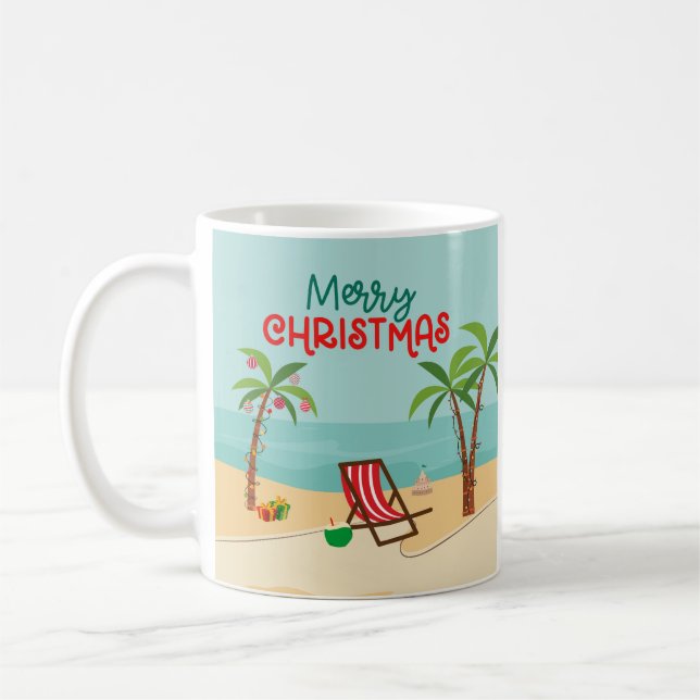 Merry Christmas Beach  Coffee Mug (Left)