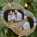 Merry Christmas Beach Family 786 Ceramic Ornament<br><div class="desc">Painting "Los Muertos Beach 786" Collection Bring a lot more holiday cheer to your tree with a custom ceramic ornament. Add family photos, images, and personal messages to both sides of this ornament. A strand of gold thread makes it easy to hang this fantastic keepsake. Personalise on the product page...</div>