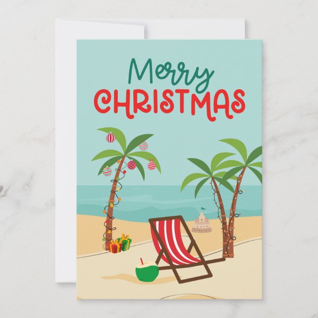 Merry Christmas Beach  Holiday Card (Front)