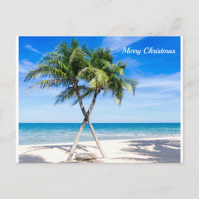 Merry Christmas Beach Palm trees Postcard (Front)