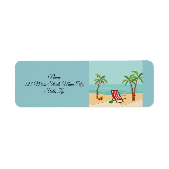 Merry Christmas Beach  Return Address Label (Front)