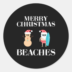 Merry Christmas Beaches Florida Family Vacation Classic Round Sticker