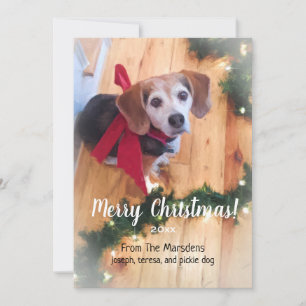 Merry Christmas Beagle Customisable Flat Card