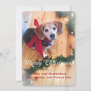 Merry Christmas Beagle Customisable Flat Card