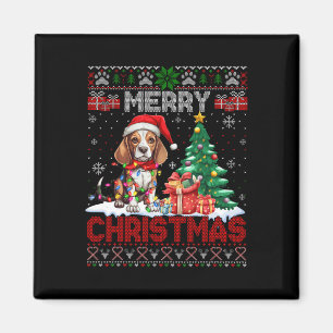 Merry Christmas Beagle Dog Lover Ugly Xmas Sweater Magnet