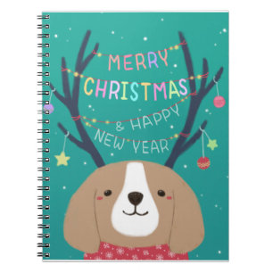 Merry Christmas: Beagle Illustration Art Notebook