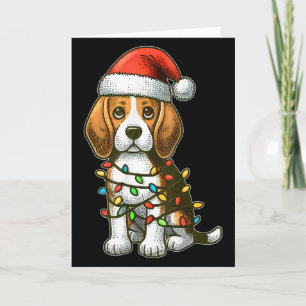 Merry Christmas Beagle Santa Christmas Lights Dog  Card
