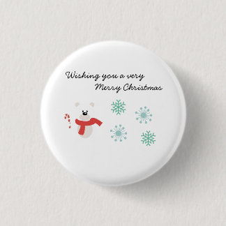 Merry Christmas Bear 3 Cm Round Badge