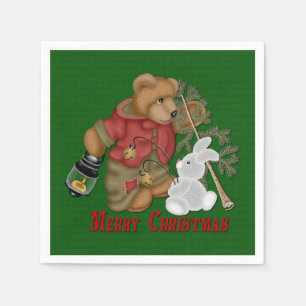 Merry Christmas Bear Holiday Napkins